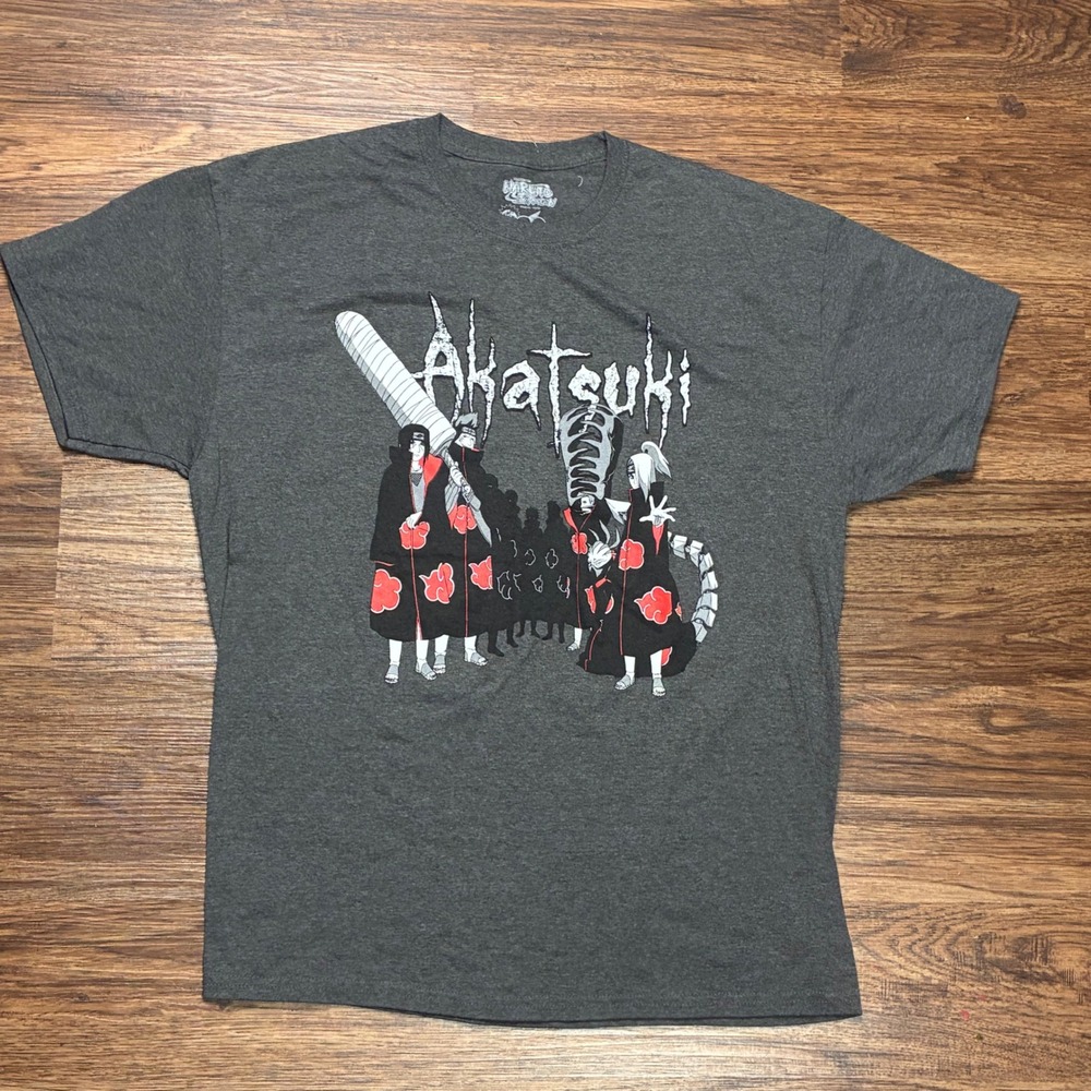 Naruto Shippuden Akatsuki 20th Anniversary Graphic Tee Men's 2XL Gray Anime